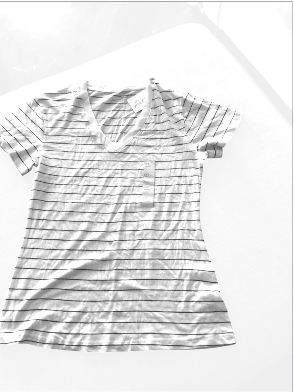 Universal Thread CreamTee with Stripes V-Neck